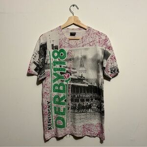 🏇 VINTAGE 90s KENTUCKY DERBY 118 1992 ALL OVER PRINT SCREEN STARS T-SHIRT 🏇